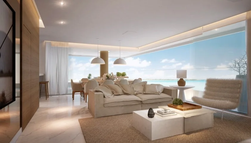 Living do Brava Arts com vista para o mar