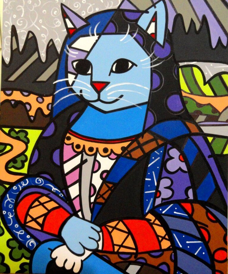 Obra Mona Cat de Romero Britto 